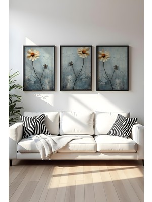 Huhuli Ahsap Siyah Cerceveli 3 Parca Set Tablo HUHU474