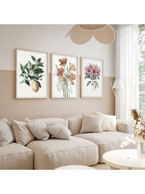 Huhuli Ahsap Cerceveli  3’lu Modern Tablo HUHU278