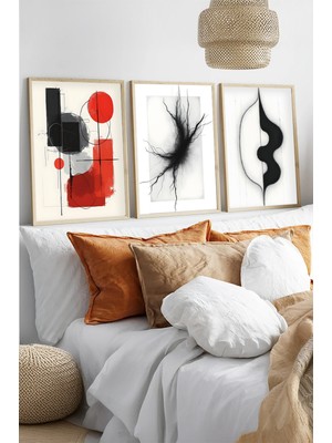 Huhuli Ahsap Cerceveli 3 Parca Set Tablo HUHU427