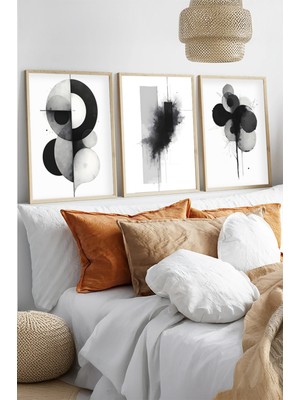 Huhuli Ahsap Cerceveli 3 Parca Set Tablo HUHU434