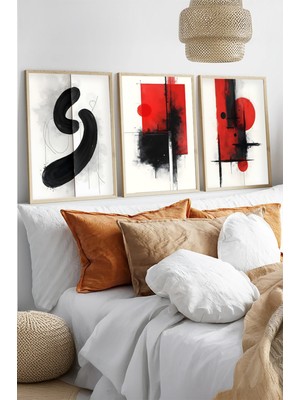 Huhuli Ahsap Cerceveli 3 Parca Set Tablo HUHU444