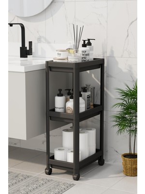 Mutfak Köşesi Peggy 3 Katlı Tekerlekli Raf Ünitesi Banyo Mutfak Düzenleyici Raf Modern Depolama Raf