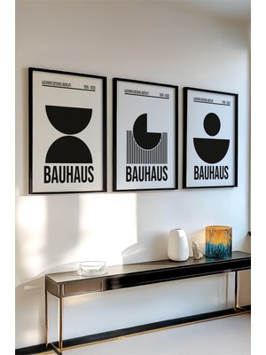 Huhuli Ahsap Siyah Cerceveli 3'lu Bauhaus Tablo HUHU523