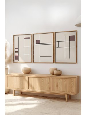 Huhuli Ahsap Cerceveli 3'lu Bauhaus Tablo HUHU510