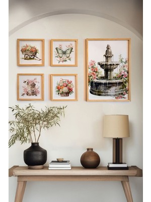 Huhuli Ahsap Cerceveli 5 Parca Set Tablo HUHU464