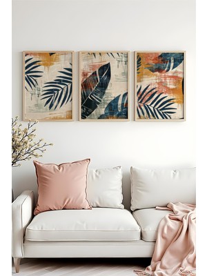 Huhuli Ahsap Cerceveli 3 Parca Set Tablo HUHU468