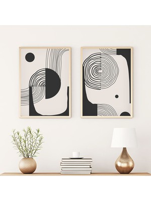 Huhuli Ahsap Cerceveli Modern Tablo Seti HUHU75