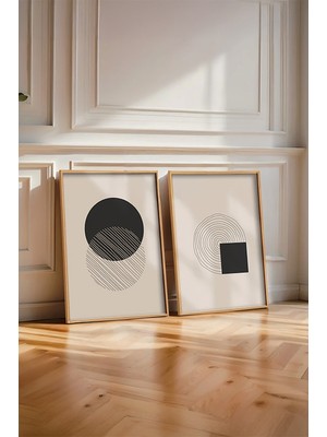 Huhuli Ahsap Cerceveli 2 Parca Set Tablo HUHU86