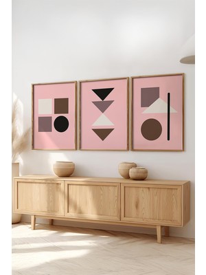 Huhuli Ahsap Cerceveli 3'lu Bauhaus Tablo HUHU521