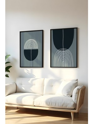 Huhuli Ahsap Siyah Cerceveli 2 Parca Set Tablo HUHU112