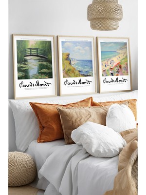 Huhuli Ahsap Cerceveli Claude Monet Tablo Seti HUHU559