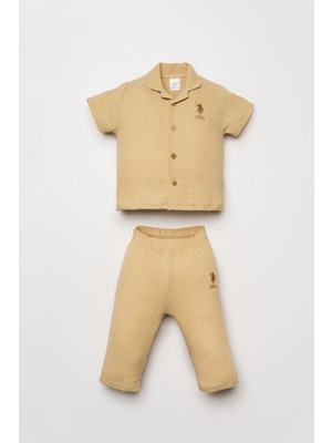U.S. Polo Assn. U.s. Polo Assn Erkek Bebek Müslin Takım 6-36 Ay Bej