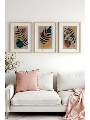 Huhuli Ahsap Cerceveli 3 Parca Set Tablo HUHU483