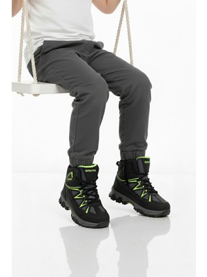 Ruffon Siyah Gri Polarlı Kaymaz Unisex Çocuk Outdoor Bot 2301 F
