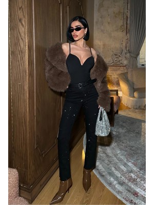 Meecy Kadın Taşlı Jeans Kot Pantolon