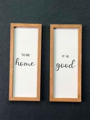 Huhuli Ahsap Cerceveli 2'li Minimalist Tablo Set