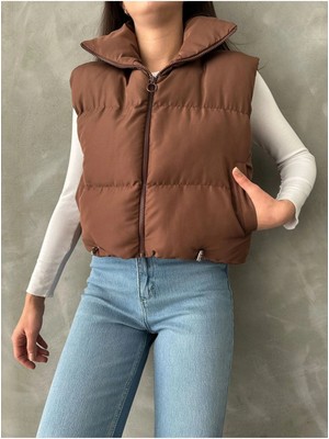 Meecy Kadın Kısa Crop Şişme Yelek
