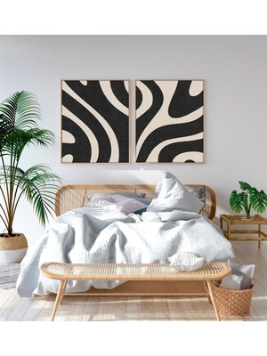 Huhuli Ahsap Cerceveli Soyut 2’li Tablo