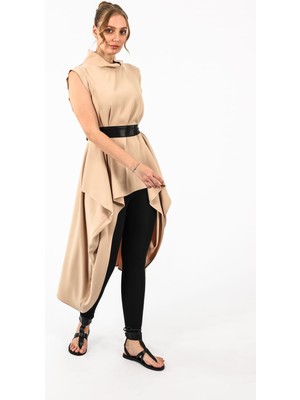 By Özlem Yazan Lamarca Dökümlü Asimetrik Kesim Boğazlı Kadın Bluz