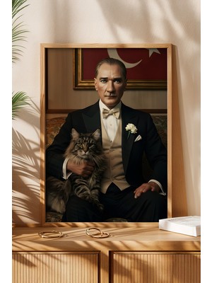 Huhuli Mustafa Kemal Ataturk Baskili Ahsap Cerceveli Tablo HUHU505