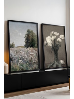 Huhuli Ahsap Siyah Cerceveli 2’li Modern Tablo HUHU274