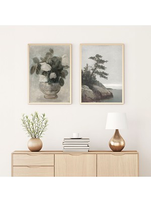 Huhuli Ahsap Cerceveli  2’li Modern Tablo HUHU275