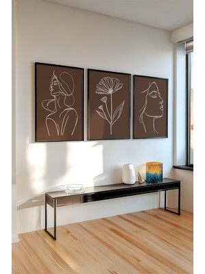 Huhuli Ahsap Siyah Cerceveli 3'lu Mocha Moments Tablo HUHU516