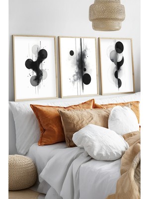 Huhuli Ahsap Cerceveli 3 Parca Set Tablo HUHU435