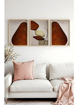 Huhuli Ahsap Cerceveli 3 Parca Set Tablo HUHU469