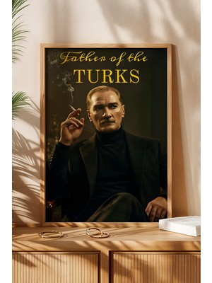 Huhuli Father Of The Turks Baskili Ahsap Cerceveli Tablo HUHU502