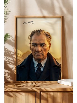 Huhuli Mustafa Kemal Ataturk Baskili Ahsap Cerceveli Tablo HUHU506