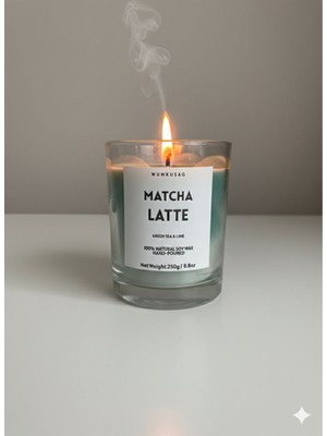 MumKusag Matcha Tasarım Cam Bardak Kokulu Mum El Yapımı