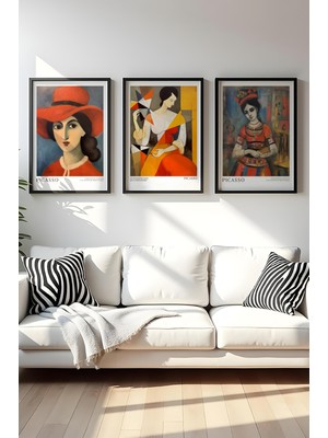 Huhuli Ahsap Siyah Cerceveli Pablo Picasso Tablo Seti HUHU545