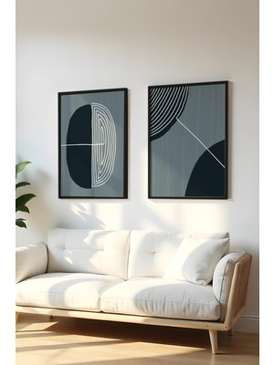 Huhuli Ahsap Siyah Cerceveli 2 Parca Set Tablo HUHU113