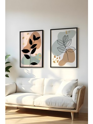 Huhuli Ahsap Siyah Cerceveli 2 Parca Set Tablo HUHU70