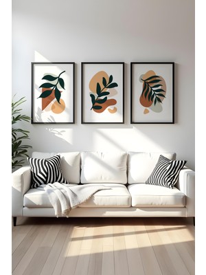 Huhuli Ahsap Siyah Cerceveli 3'lu Set Tablo HUHU96