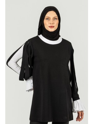 By Özlem Yazan Interlok Kumaş Özel Kol Detaylı Uzun Sweat