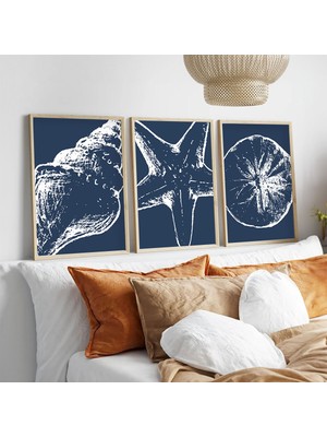 Huhuli Ahsap Cerceveli  3’lu Modern Tablo HUHU238