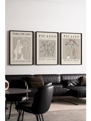 Huhuli Ahsap Siyah Cerceveli 3’lu Modern Tablo HUHU256