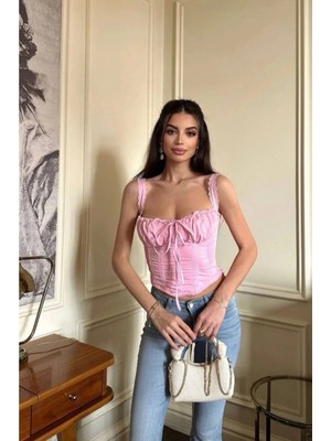 Meecy Kadın Dantelli Sırtı Bağlamalı Askılı Büstiyer