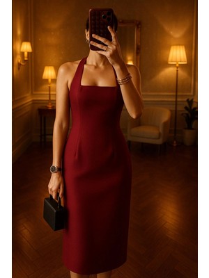 Meecy Boyundan Askılı Maxi Kalem Elbise