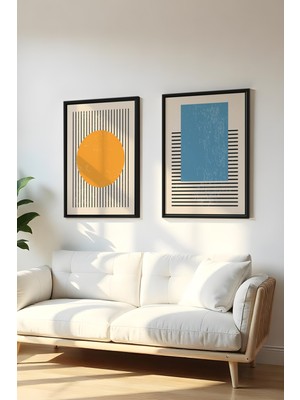 Huhuli Ahsap Siyah Cerceveli 2 Parca Set Tablo Huhu1