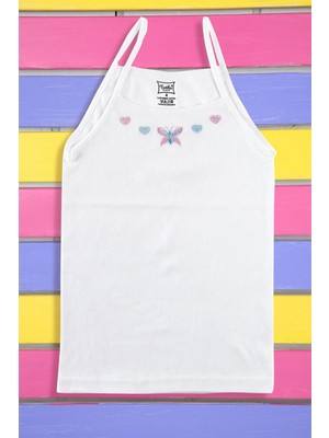 Tutku Kız Çocuk Ip Askılı Işlemeli Atlet Beyaz 6 Standart Beden Nefes Alabilir Özellik