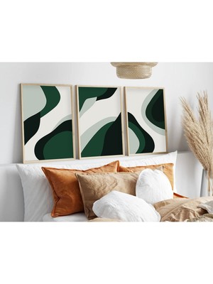 Huhuli Ahsap Cerceveli Minimalist 3’lu Tablo