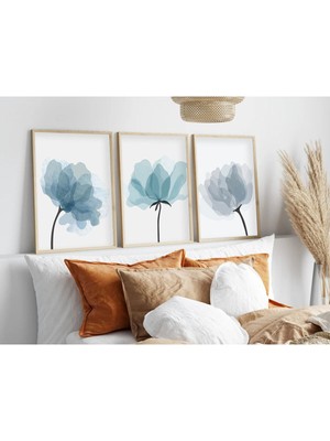 Huhuli Ahsap Cerceveli Minimalist 3’lu Tablo