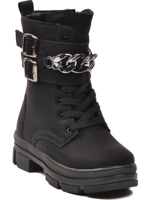 Ayakmod G-1001 F Içi Polarlı Kaymaz Taban Siyah Kız Çocuk Bot