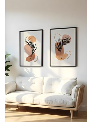 Huhuli Ahsap Siyah Cerceveli 2 Parca Set Tablo HUHU127