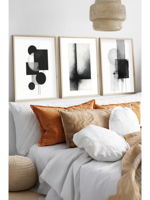 Huhuli Ahsap Cerceveli 3 Parca Set Tablo HUHU432