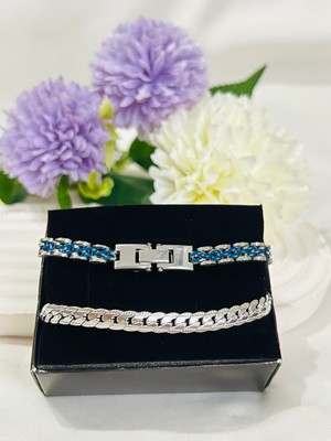 Roya Happiness Sevgililer Günü Özel Erkek Arkadaşa Hediye Harfli Isimli Çelik Kararmaz Rolex Model Set Lacivert Renk