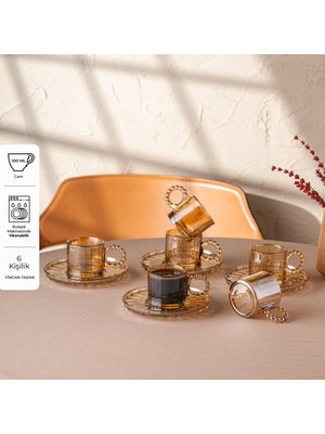 Emsan Muhabbet Amber 6'lı Cam Kahve Fincanı 100 ml